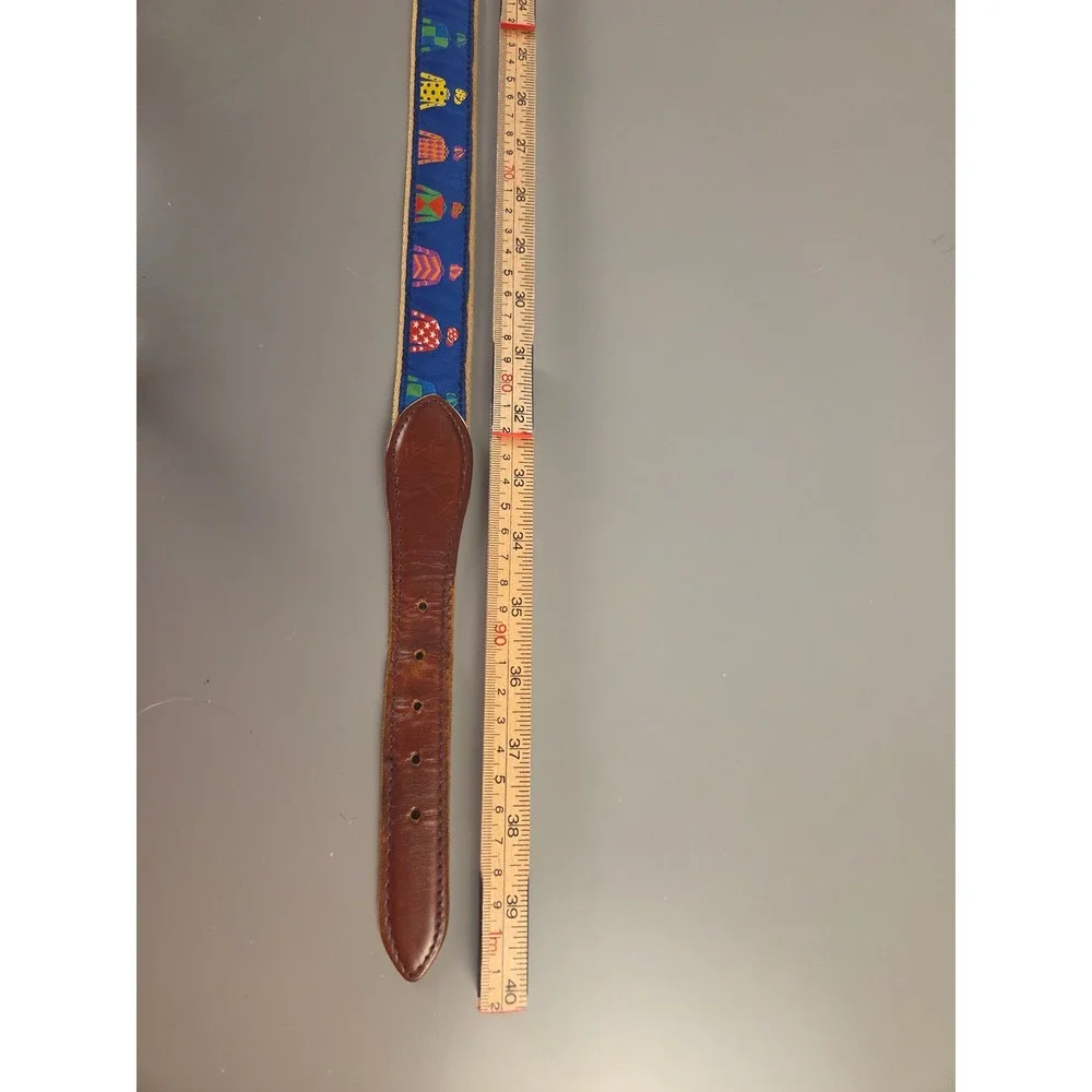 Leather Ribbon Belt Jockeys Horse Racing Kentucky Derby YRL Sz 34